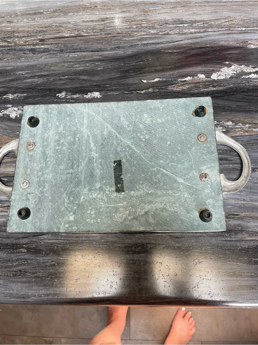 Decorative Green Marble Serving Tray with Leaf Handles